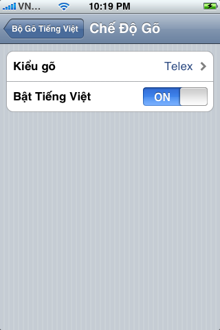 Phiên bản bộ gõ tiếng Việt cho iPhone 1.01 update