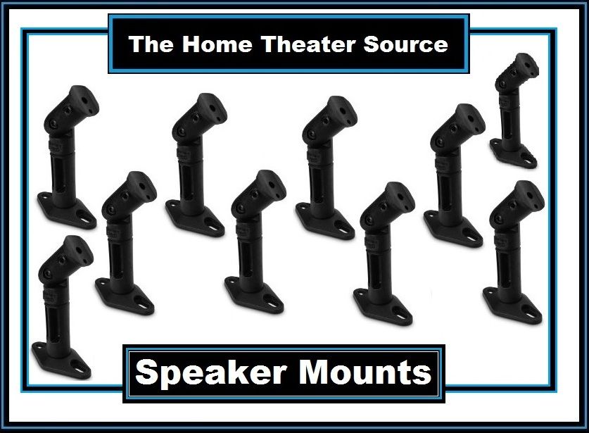 Ten 10 Black Speaker Wall Mount Ceiling Bracket For Surround Sound