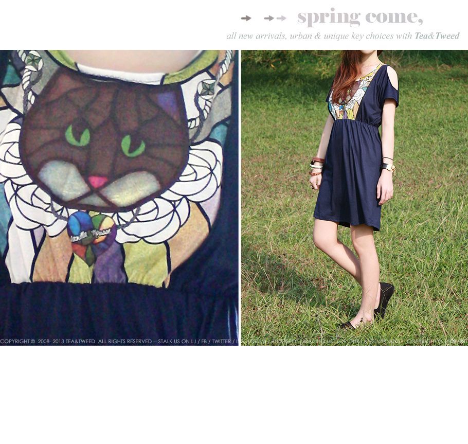 DAWN CUT-OUT GRAPHIC PRINT DRESS NAVY | TEA & TWEED ONLINE FASHION SHOP AT LIVEJOURNAL.SG