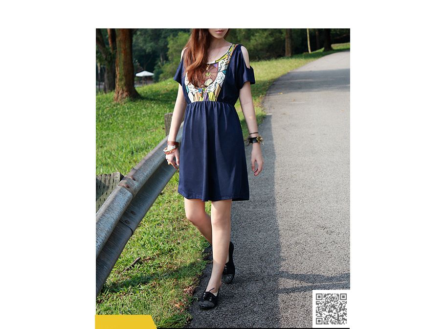 DAWN CUT-OUT GRAPHIC PRINT DRESS NAVY | TEA & TWEED ONLINE FASHION SHOP AT LIVEJOURNAL.SG