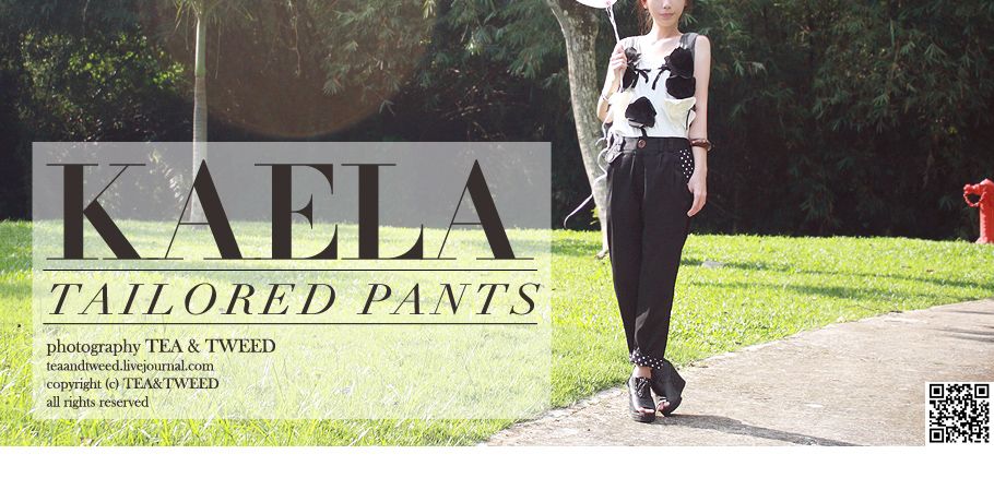 POLKADOTS CUFF TAILORED PANTS | TEA & TWEED ONLINE FASHION SHOP AT LIVEJOURNAL.SG