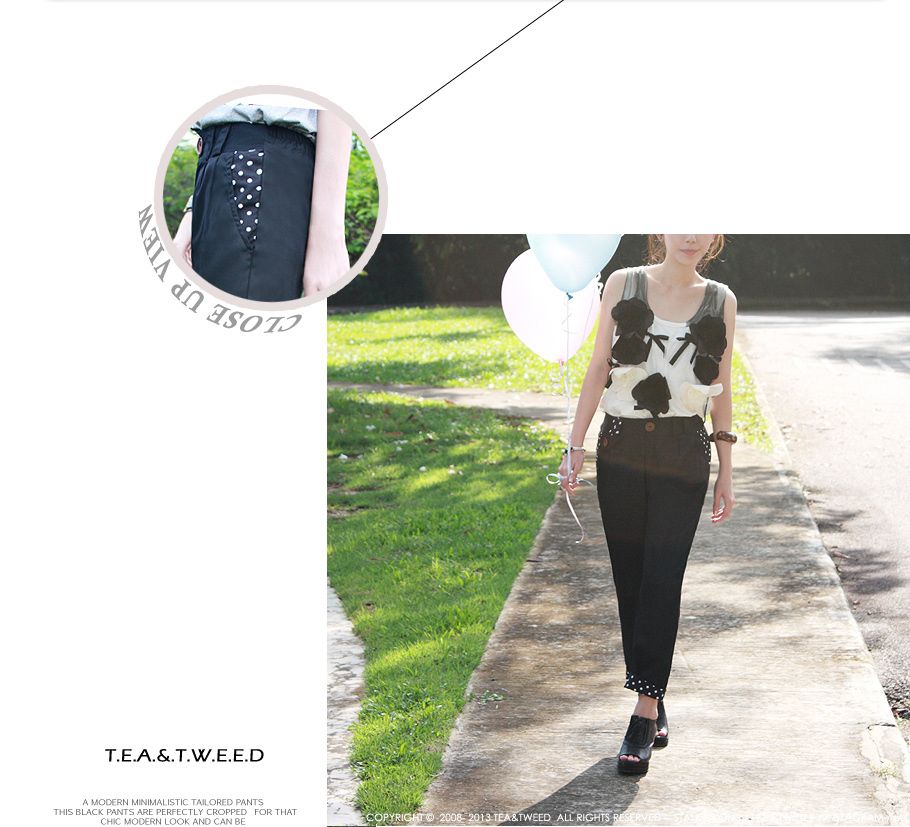 POLKADOTS CUFF TAILORED PANTS | TEA & TWEED ONLINE FASHION SHOP AT LIVEJOURNAL.SG