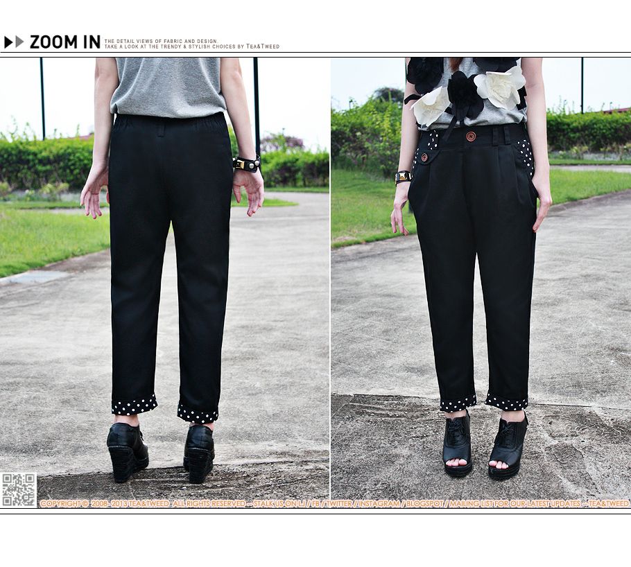 POLKADOTS CUFF TAILORED PANTS | TEA & TWEED ONLINE FASHION SHOP AT LIVEJOURNAL.SG