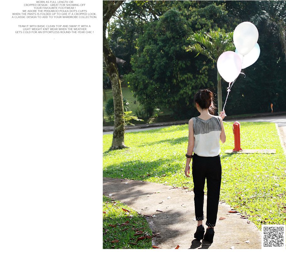 POLKADOTS CUFF TAILORED PANTS | TEA & TWEED ONLINE FASHION SHOP AT LIVEJOURNAL.SG