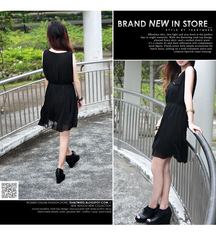Neely Pleated Black Dress by Tea&Tweed Online Boutique