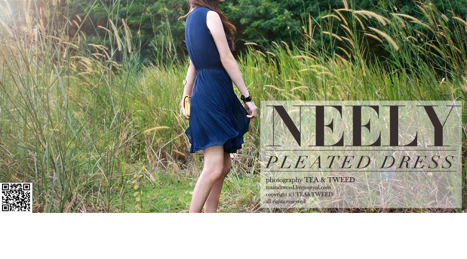 Neely Pleated Navy Dress by Tea&Tweed Online Blogshop