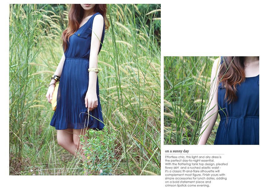 Neely Pleated Navy Dress by Tea&Tweed Online Blogshop