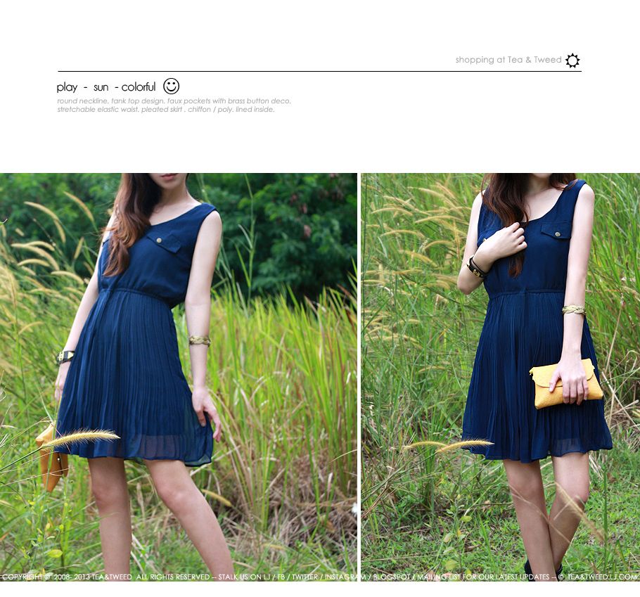 Neely Pleated Navy Dress by Tea&Tweed Online Blogshop