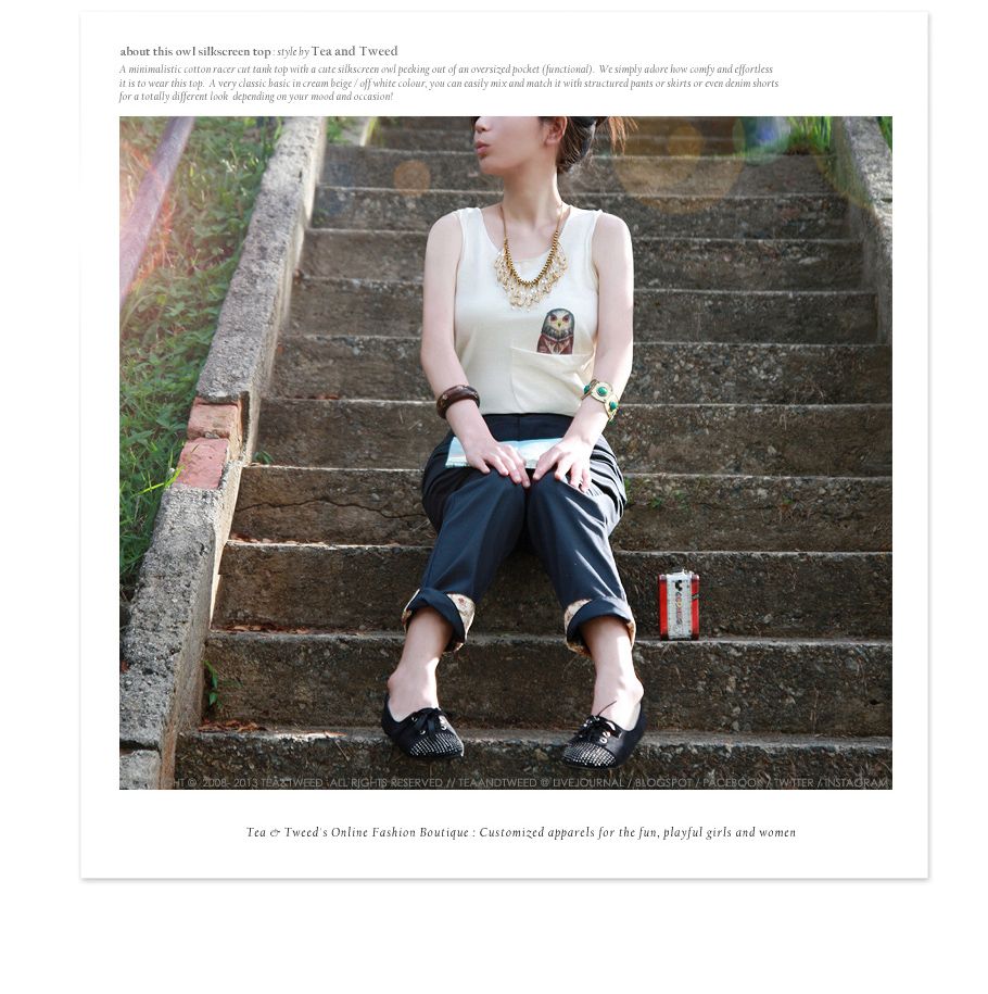 Owl Silkscreen Tank Top by Tea&Tweed Online Boutique