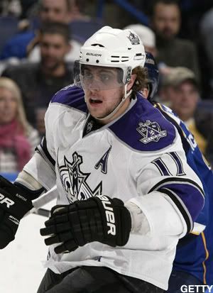 Anze Kopitar #11 of the Los Angeles Kings skates against the St. Louis Blues in an NHL game on January 18, 2011 at Scottrade Center in St. Louis, Missouri. (Photo by Mark Buckner/NHLI via Getty Images)
