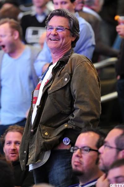 Kurt Russell watches the game between the Los Angeles Kings and the St. Louis Blues in Game Three of the Western Conference Semifinals during the 2012 NHL Stanley Cup Playoffs at Staples Center on May 3, 2012 in Los Angeles, California. (Photo by Noah Graham/NHLI via Getty Images)