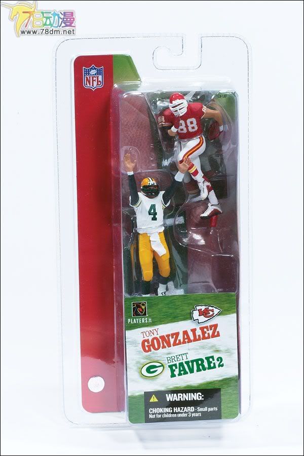 麦克法兰系列玩具 NFL美式足球系列 3寸 NFL 第2代 BRETT FAVRE 2/TONY GONZALEZ