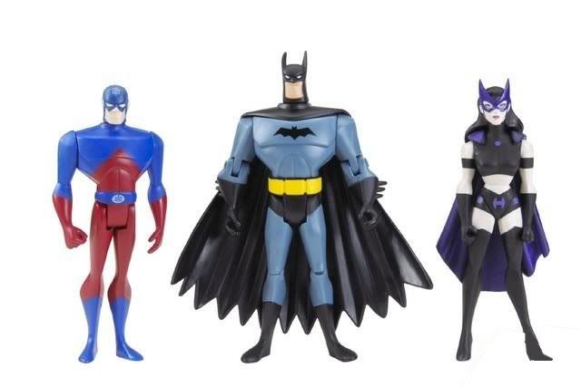DC正义联盟超级英雄系列可动玩具 3人套装 第4代 蝙蝠侠 原子 猎女