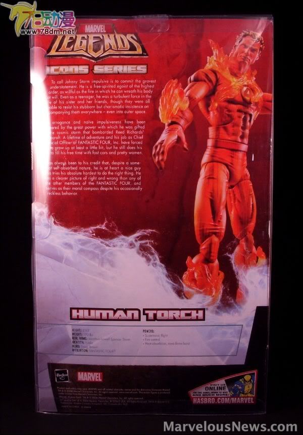 Marvel Legends Icons Series Wave 3  孩之宝12寸惊奇漫画传奇系列 第3代 Human Torch - Variant (Phasing) 霹雳火 特别版