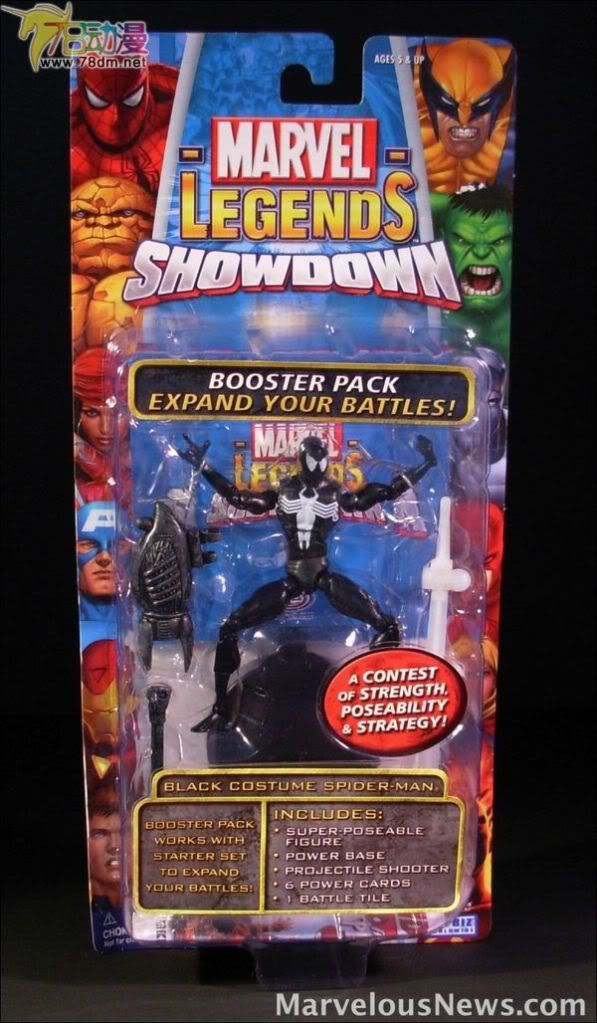 4寸惊奇漫画传奇Showdown系列 Booster Packs 第1代 Black Costume Spider-Man 黑蜘蛛侠