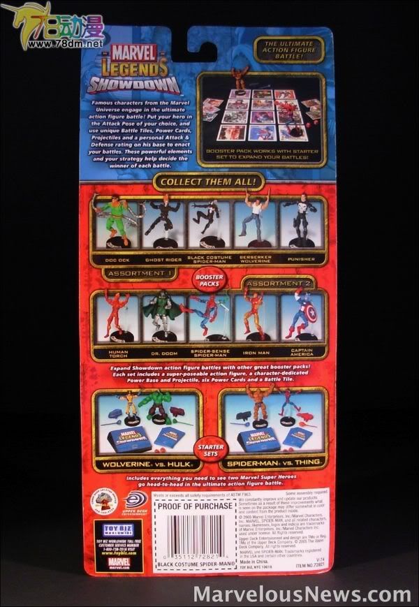 4寸惊奇漫画传奇Showdown系列 Booster Packs 第1代 Black Costume Spider-Man 黑蜘蛛侠