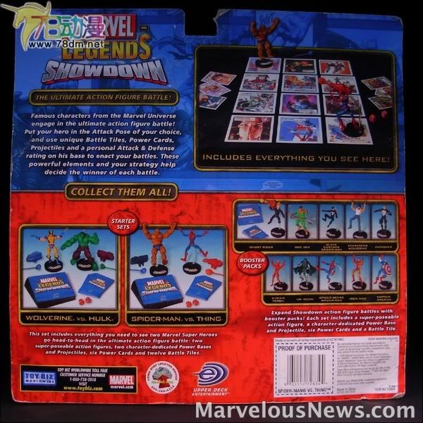 4寸惊奇漫画传奇Showdown系列 Starter Packs 第1代 Spider-Man vs. Thing 蜘蛛侠VS石头人