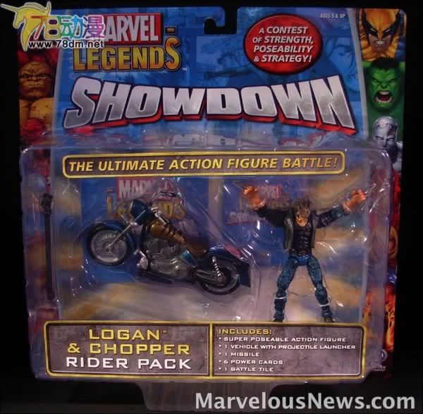 4寸惊奇漫画传奇Showdown系列 Booster Packs Logan & Chopper 金刚狼罗根与摩托