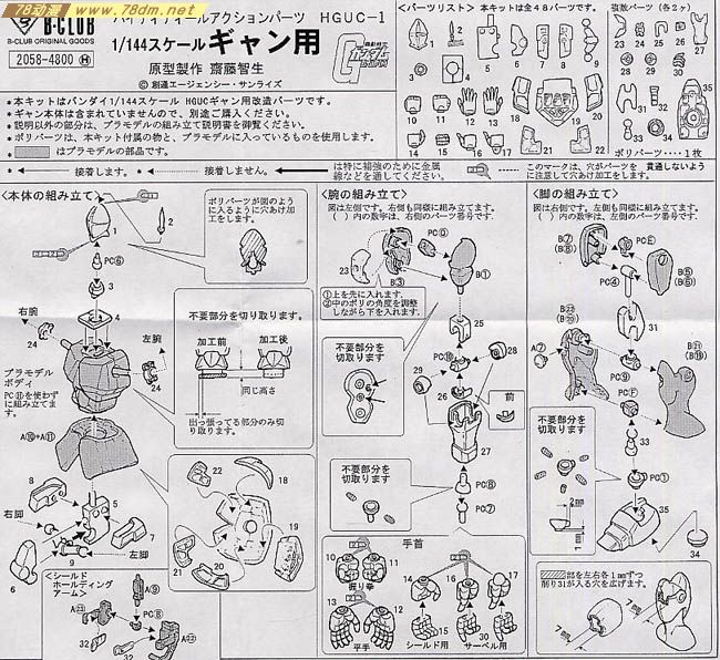 GK手办 B-CLUB 高达机体改件 High Detail Action Parts for HGUC Gyan