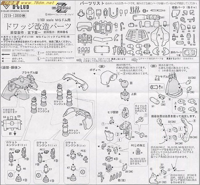 GK手办 B-CLUB 高达机体改件 Dowadge Conversion Parts for MG Dom
